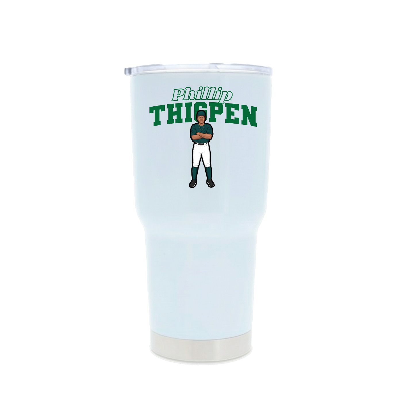 30oz Stainless Steel Tumbler — Name Arch in White