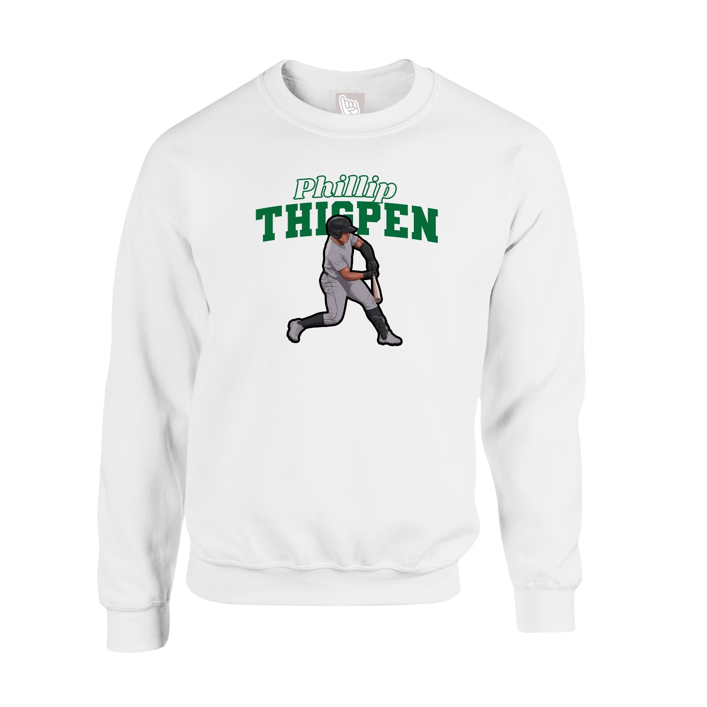 Fleece Crew — Name Arch in White