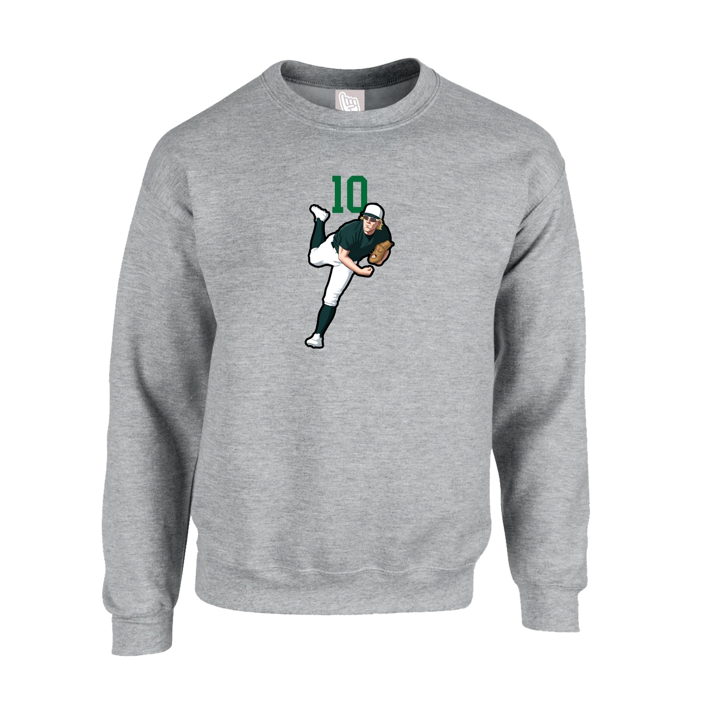 Fleece Crew — Number Top in Grey