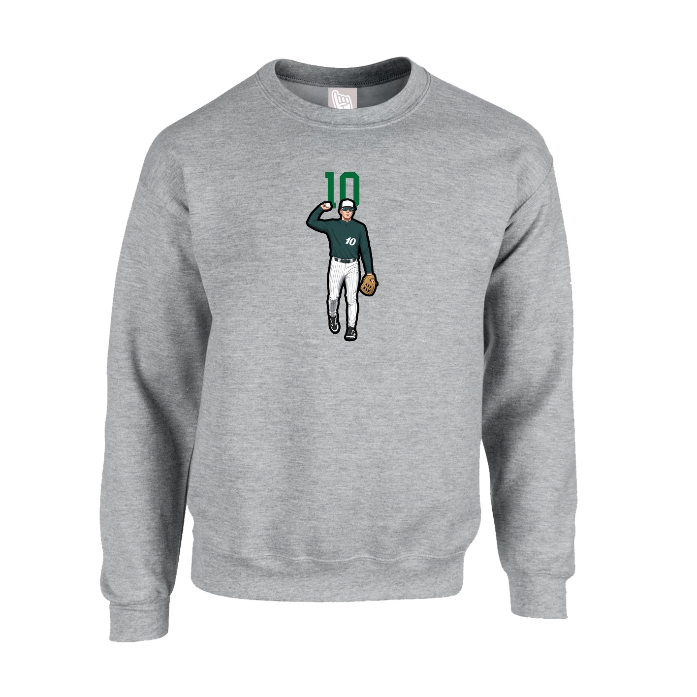 Fleece Crew — Number Top in Grey