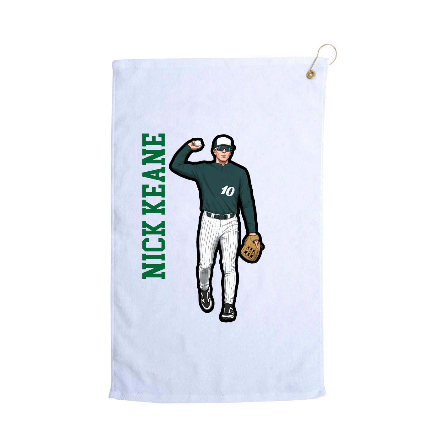 Golf Towel — Name Vertical in White