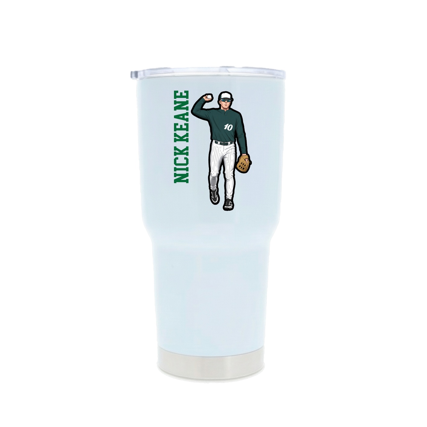 30oz Stainless Steel Tumbler — Name Vertical in White