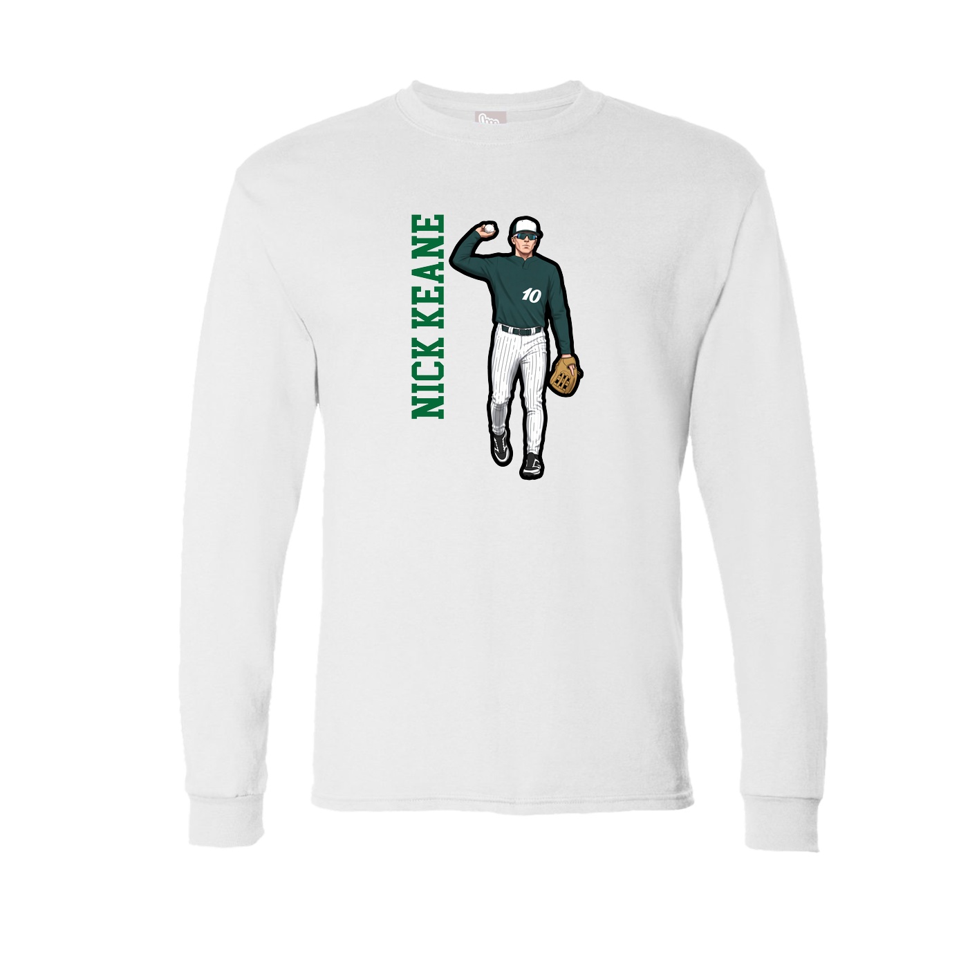 Long Sleeve Tee — Name Vertical in White
