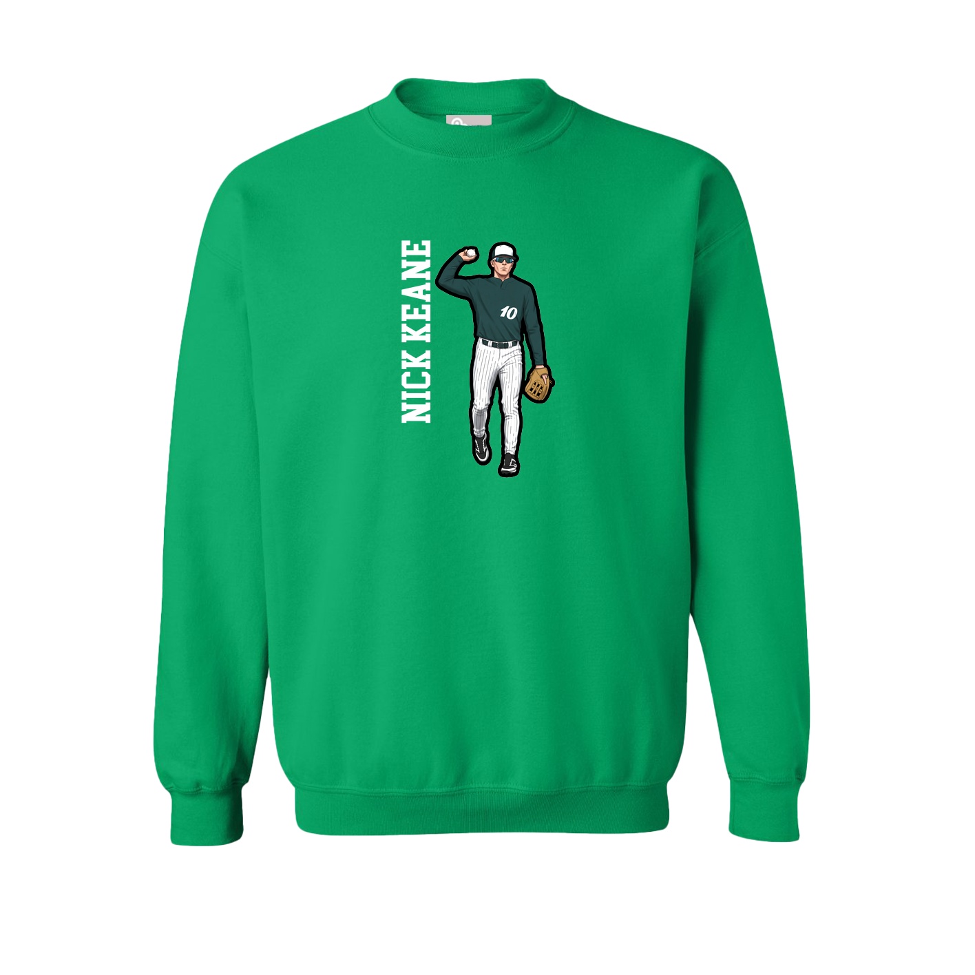 Fleece Crew — Name Vertical in Green