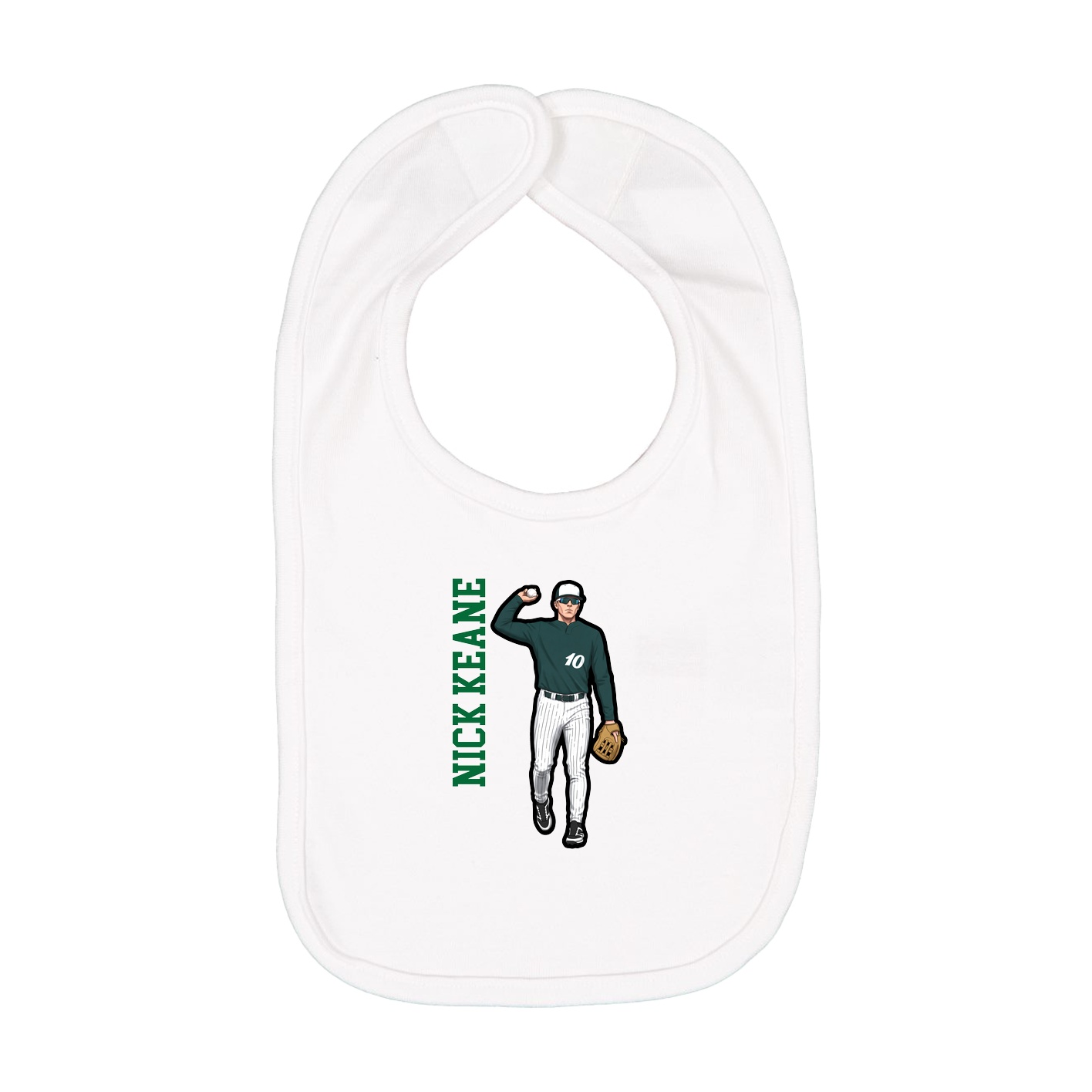 Infant Bib — Name Vertical in White