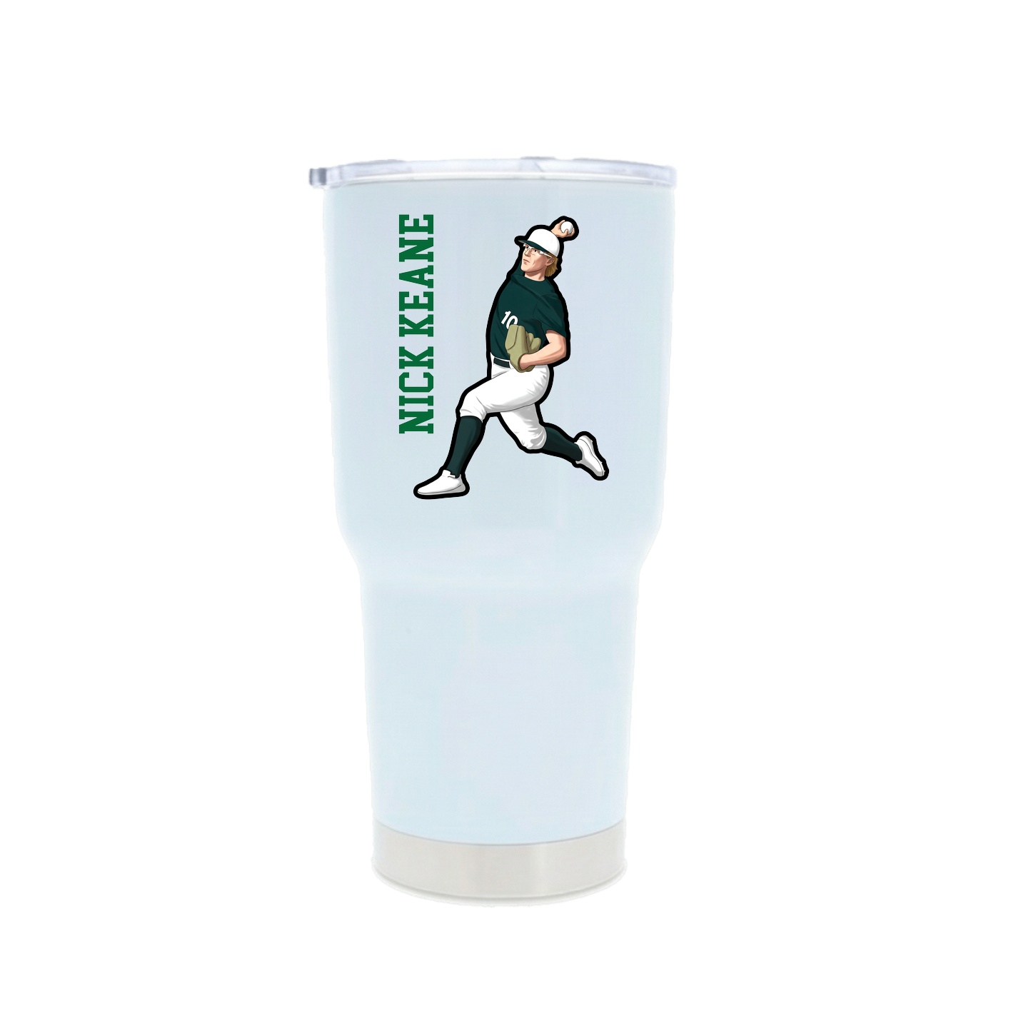30oz Stainless Steel Tumbler — Name Vertical in White
