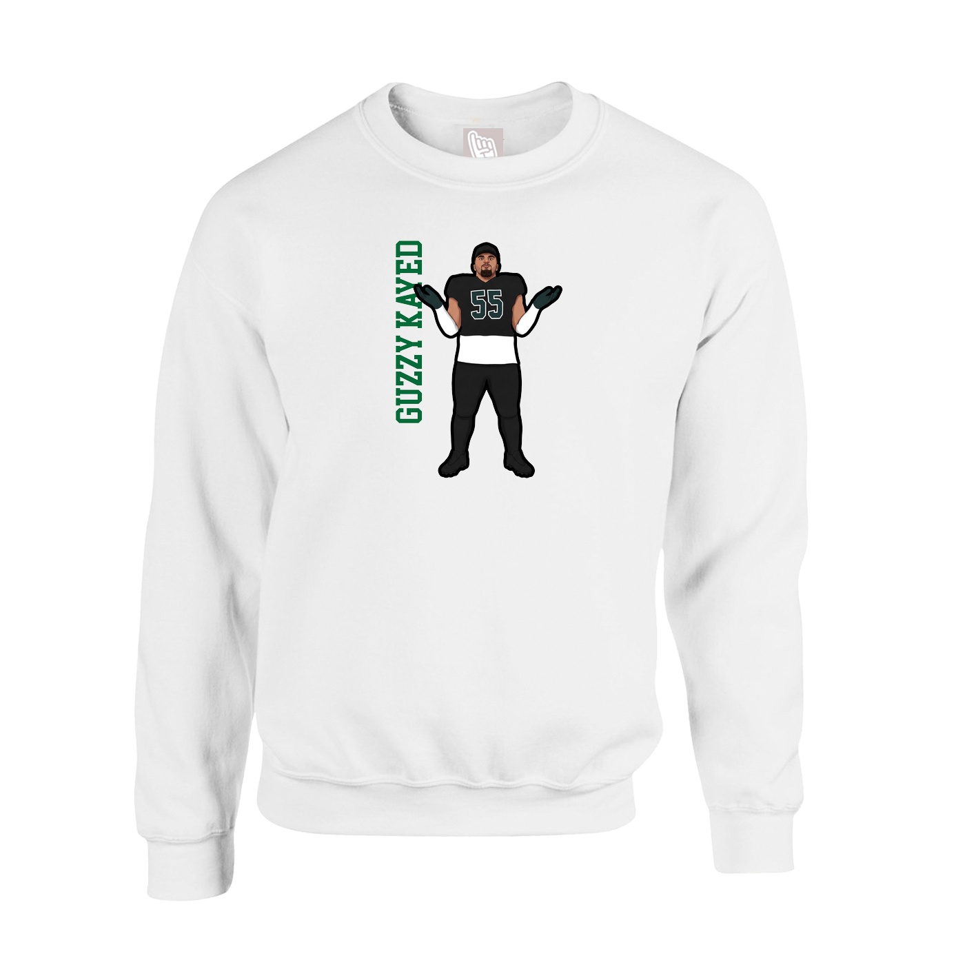 Fleece Crew — Name Vertical in White