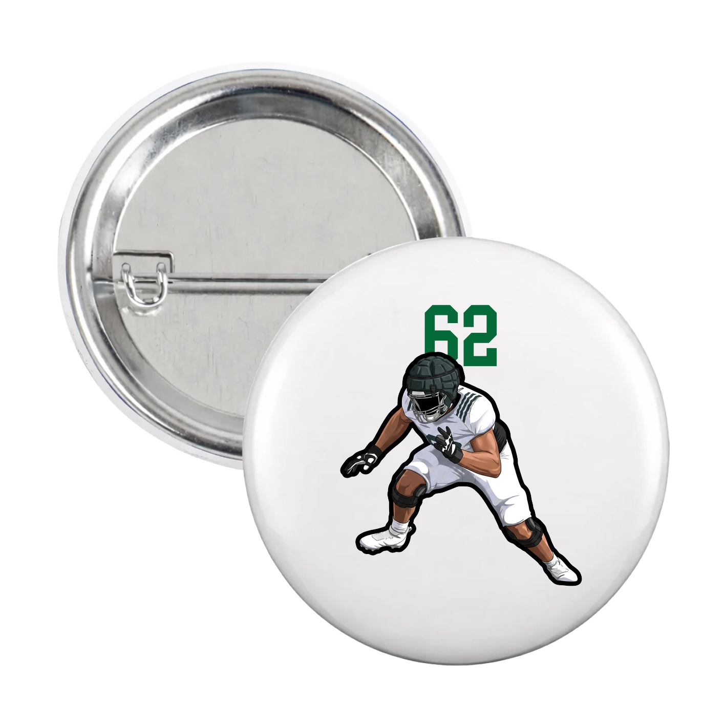 Game Day Button — Number Top in White