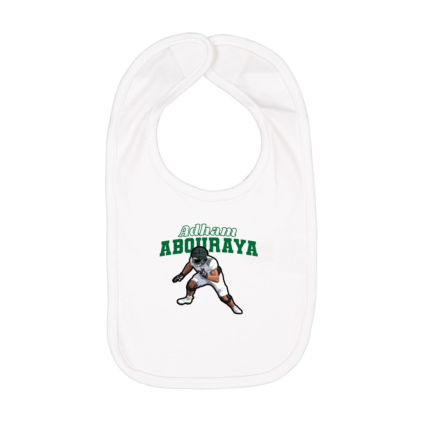 Infant Bib — Name Arch in White