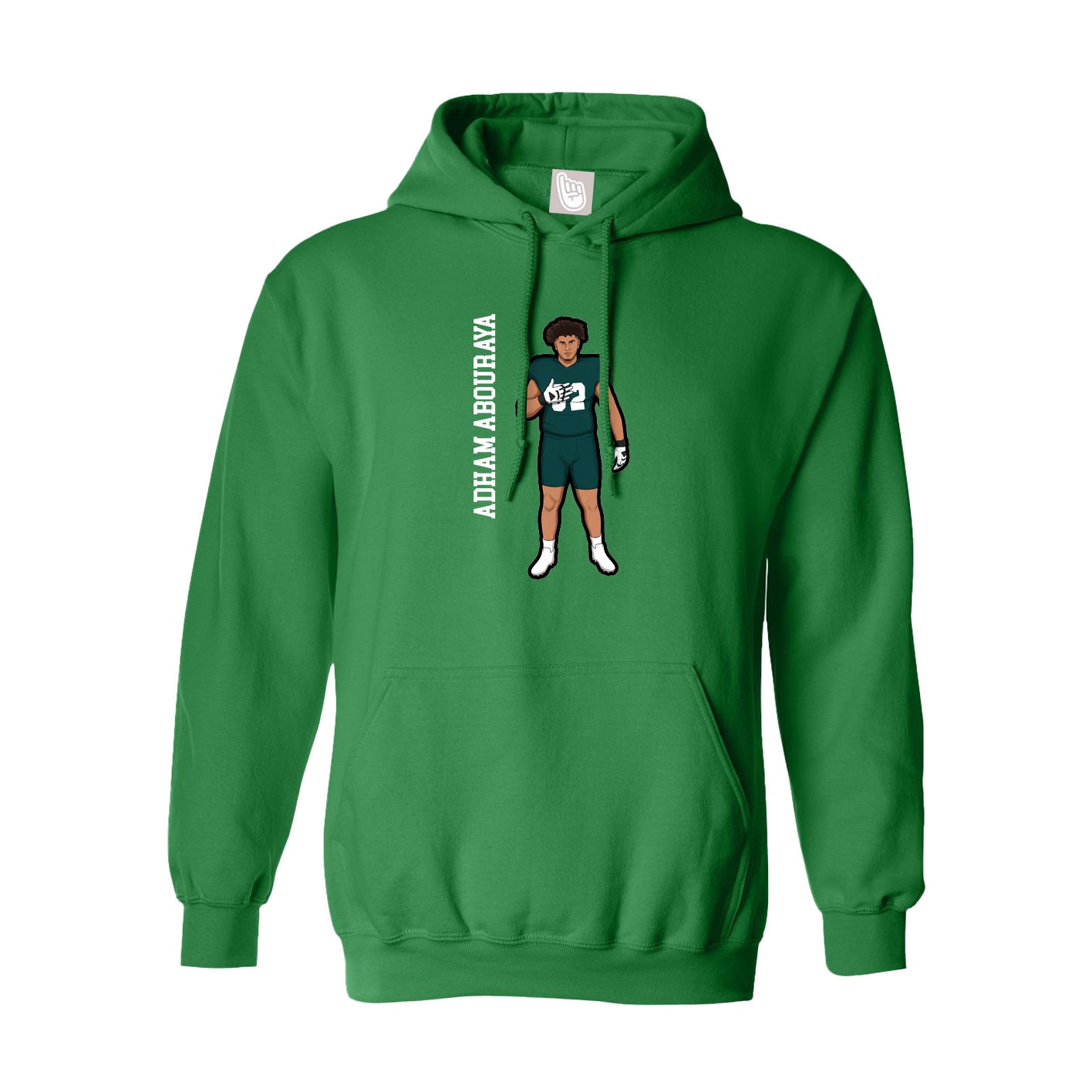 Youth Hoodie — Name Vertical in Green