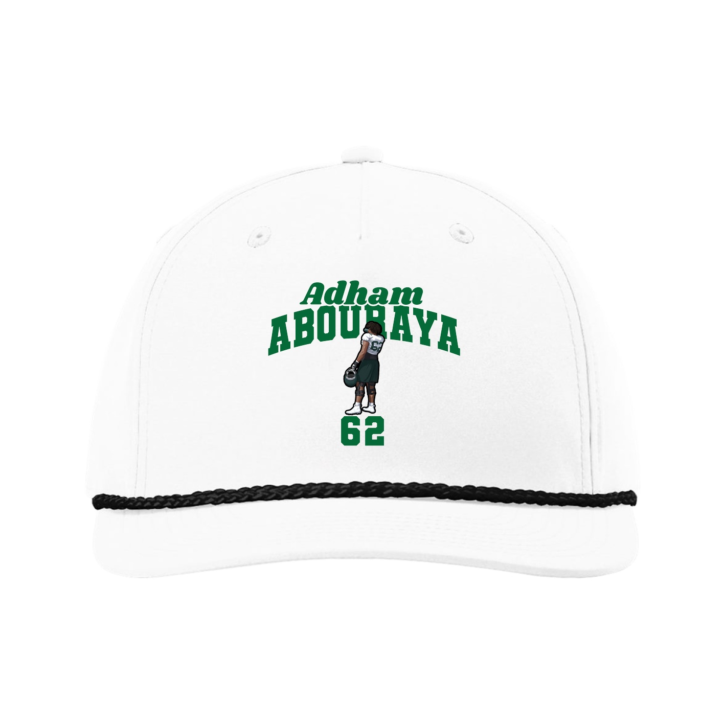 Five-Panel Classic Rope Cap — Signature Arch in White