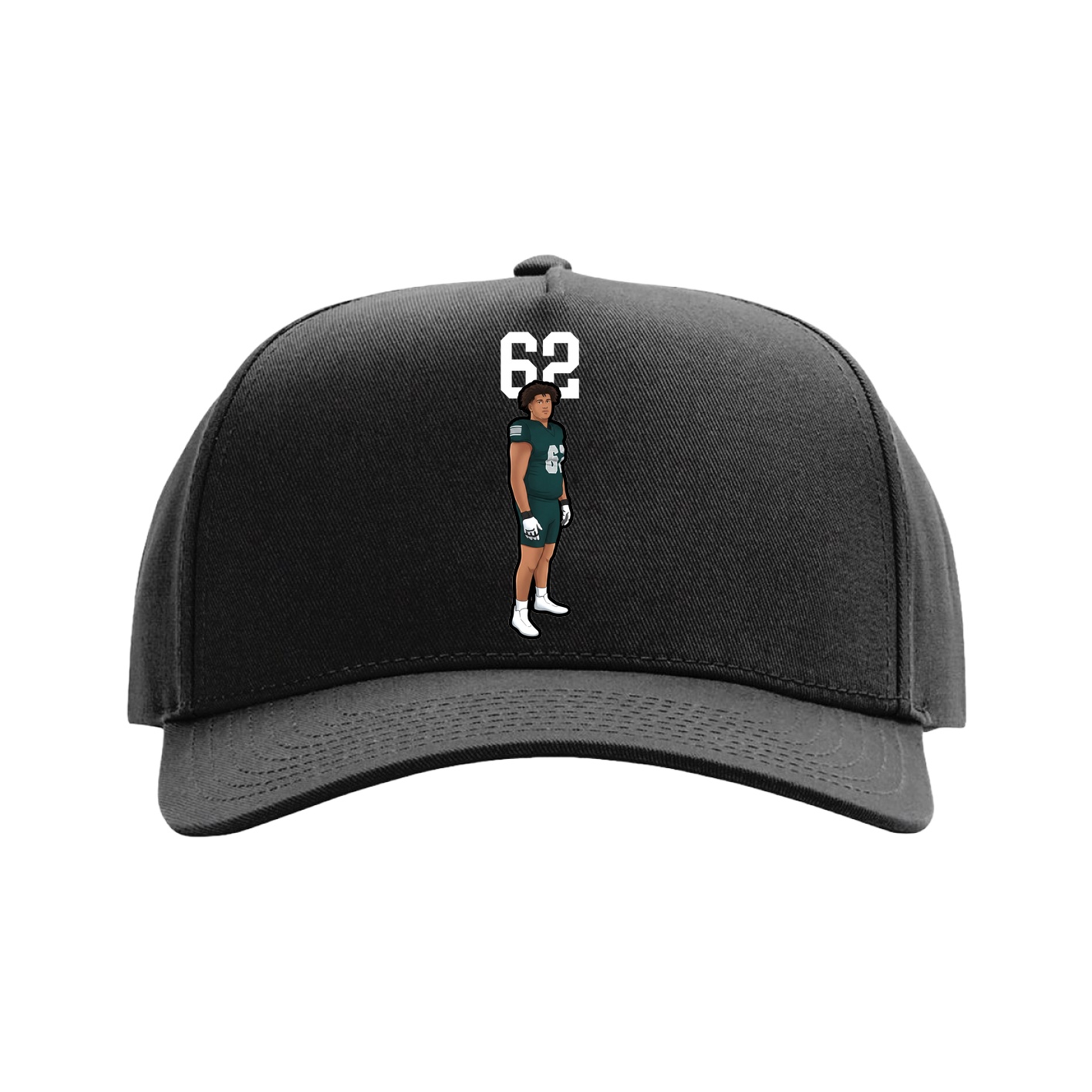 Full Fabric Five-Panel Champ Cap — Number Top in Black