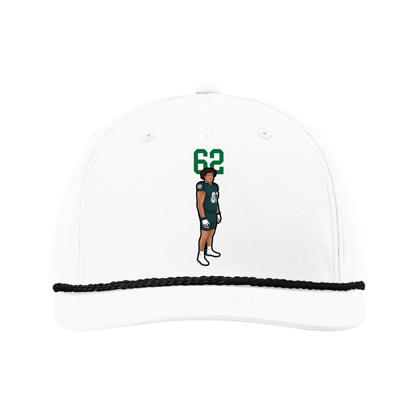 Five-Panel Classic Rope Cap — Number Top in White