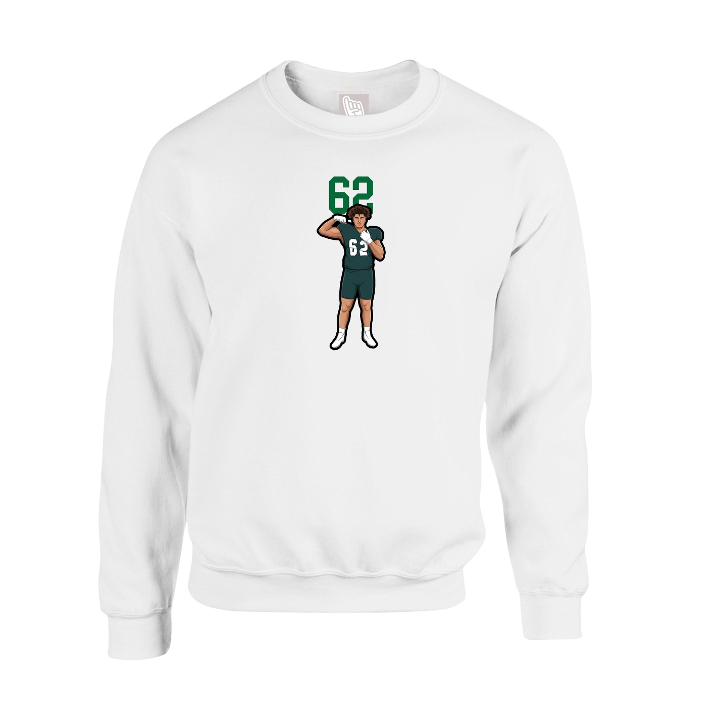 Fleece Crew — Number Top in White
