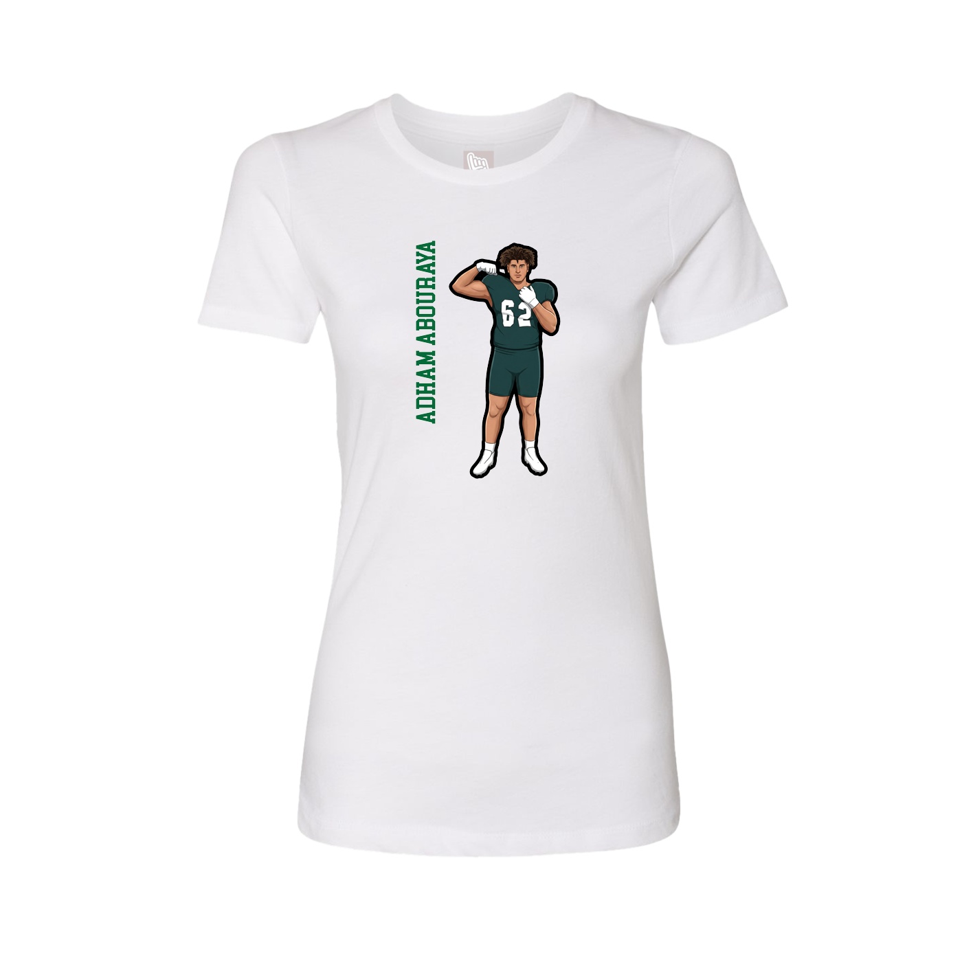 Womens Tee — Name Vertical in White