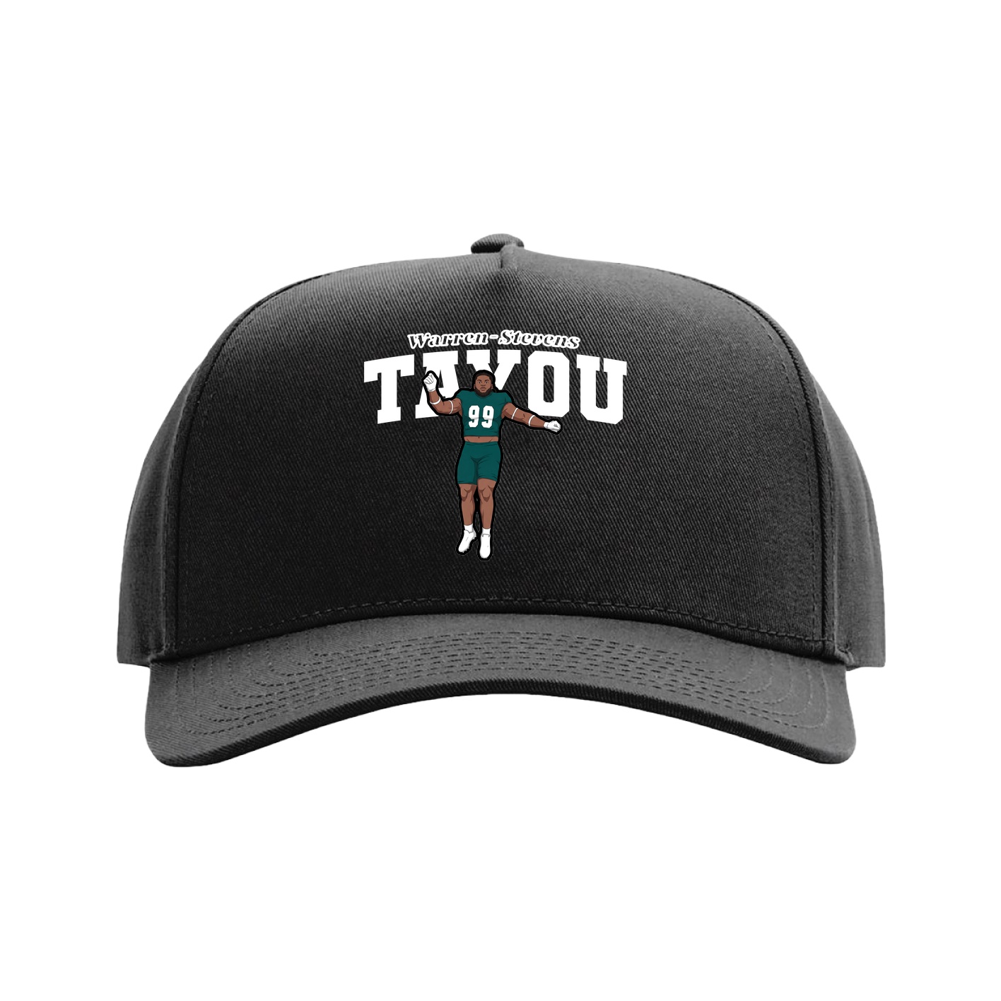 Full Fabric Five-Panel Champ Cap — Name Arch in Black