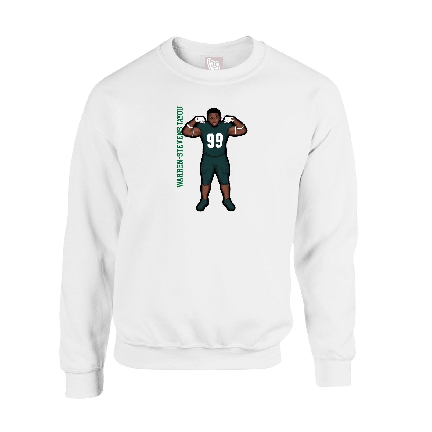 Fleece Crew — Name Vertical in White