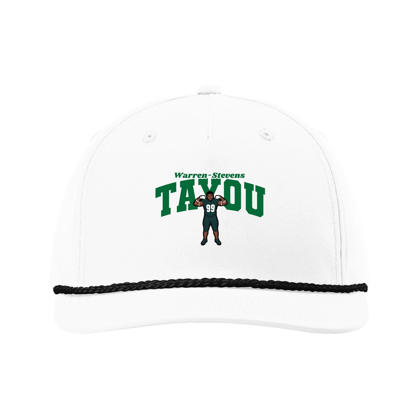 Five-Panel Classic Rope Cap — Signature Arch in White