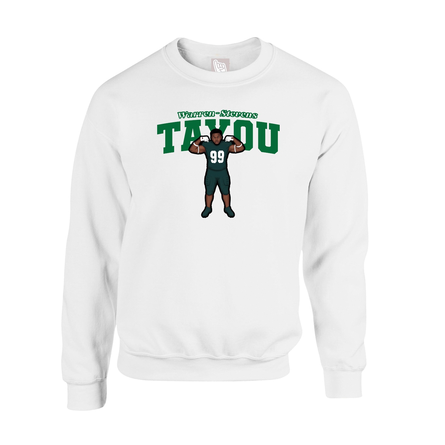 Fleece Crew — Name Arch in White