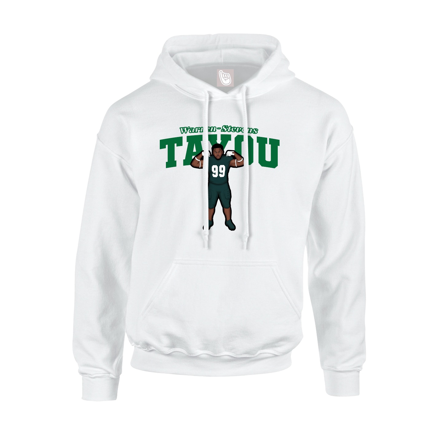 Youth Hoodie — Name Arch in White