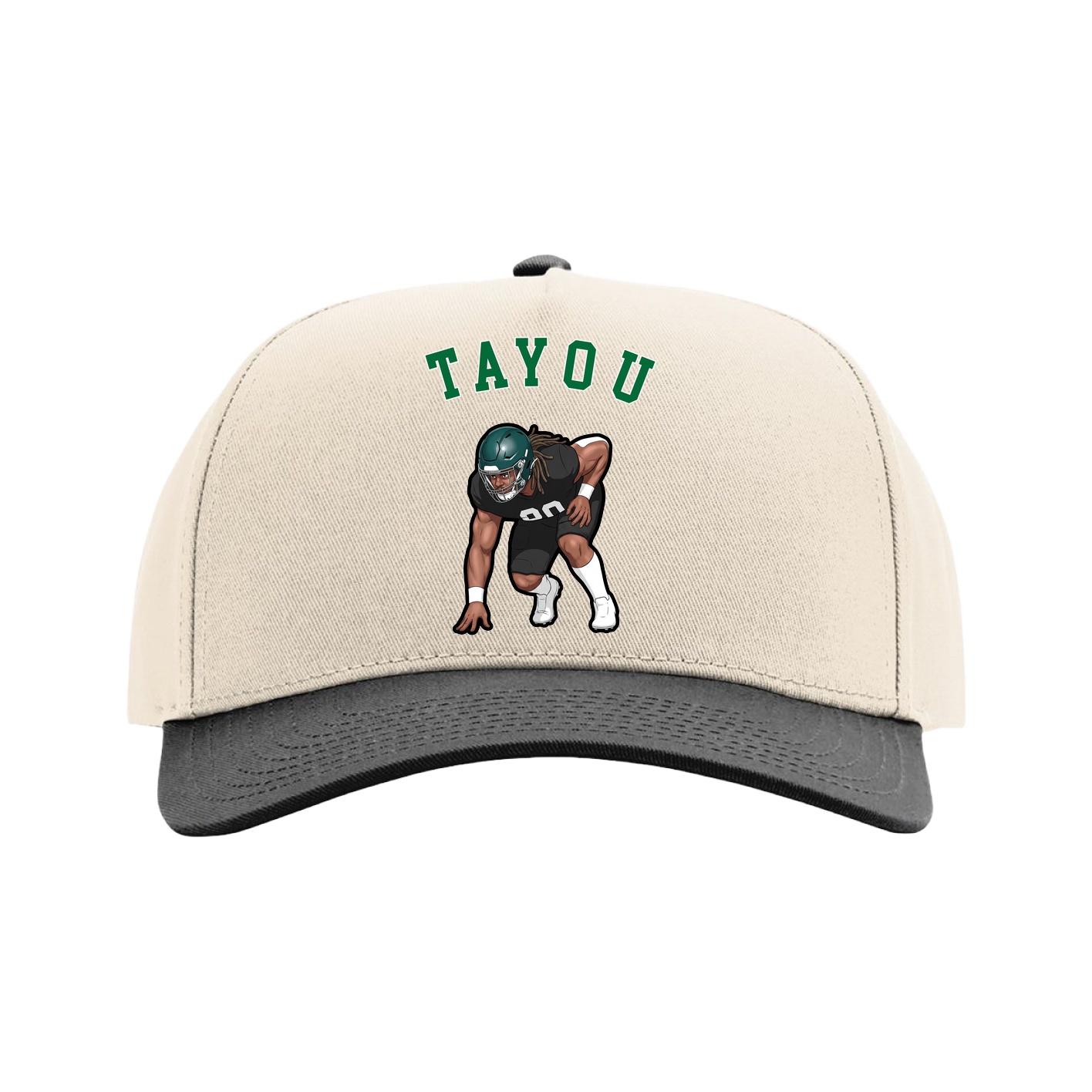 Full Fabric Five-Panel Champ Cap — Shirsey Arch in Cream/Black