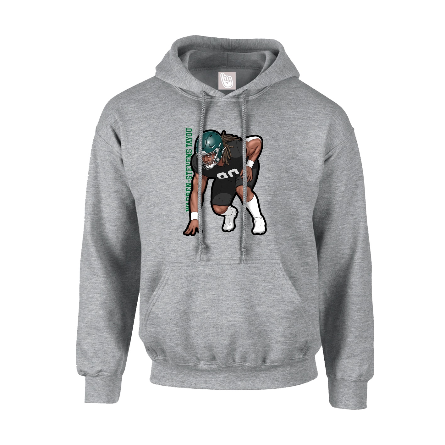 Youth Hoodie — Name Vertical in Grey