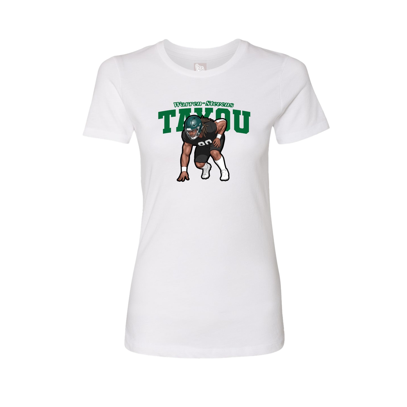 Womens Tee — Name Arch in White