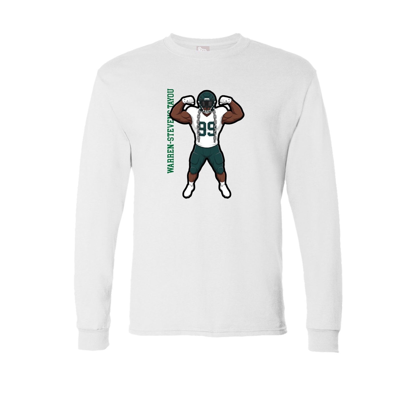 Long Sleeve Tee — Name Vertical in White