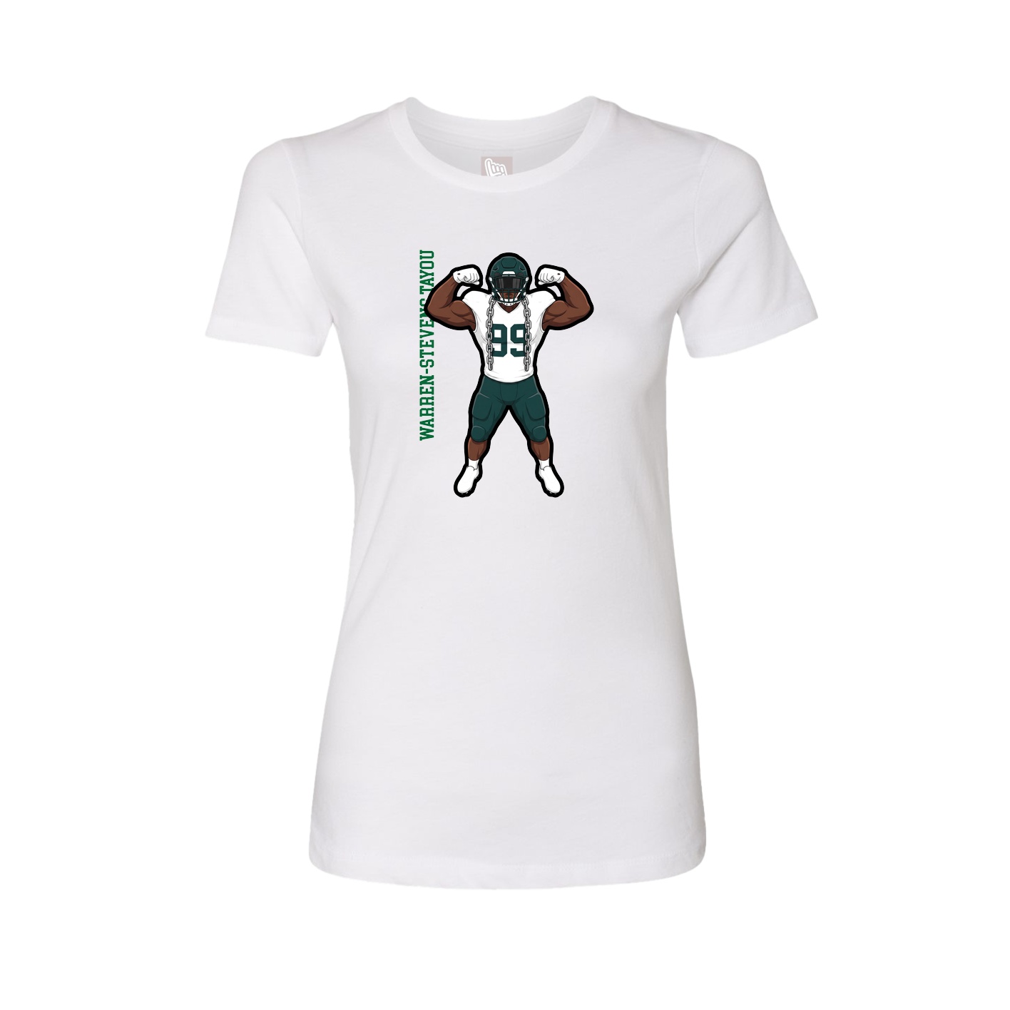 Womens Tee — Name Vertical in White