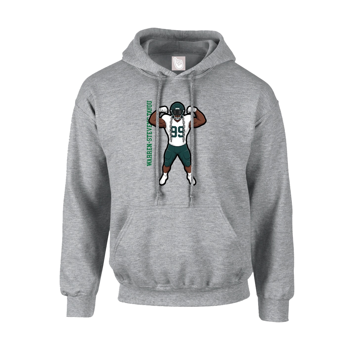 Hoodie — Name Vertical in Grey
