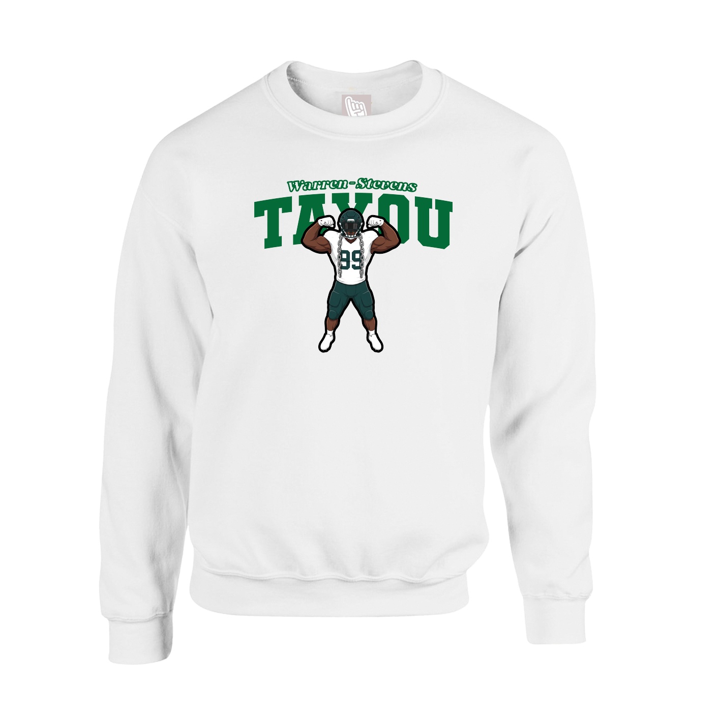 Fleece Crew — Name Arch in White