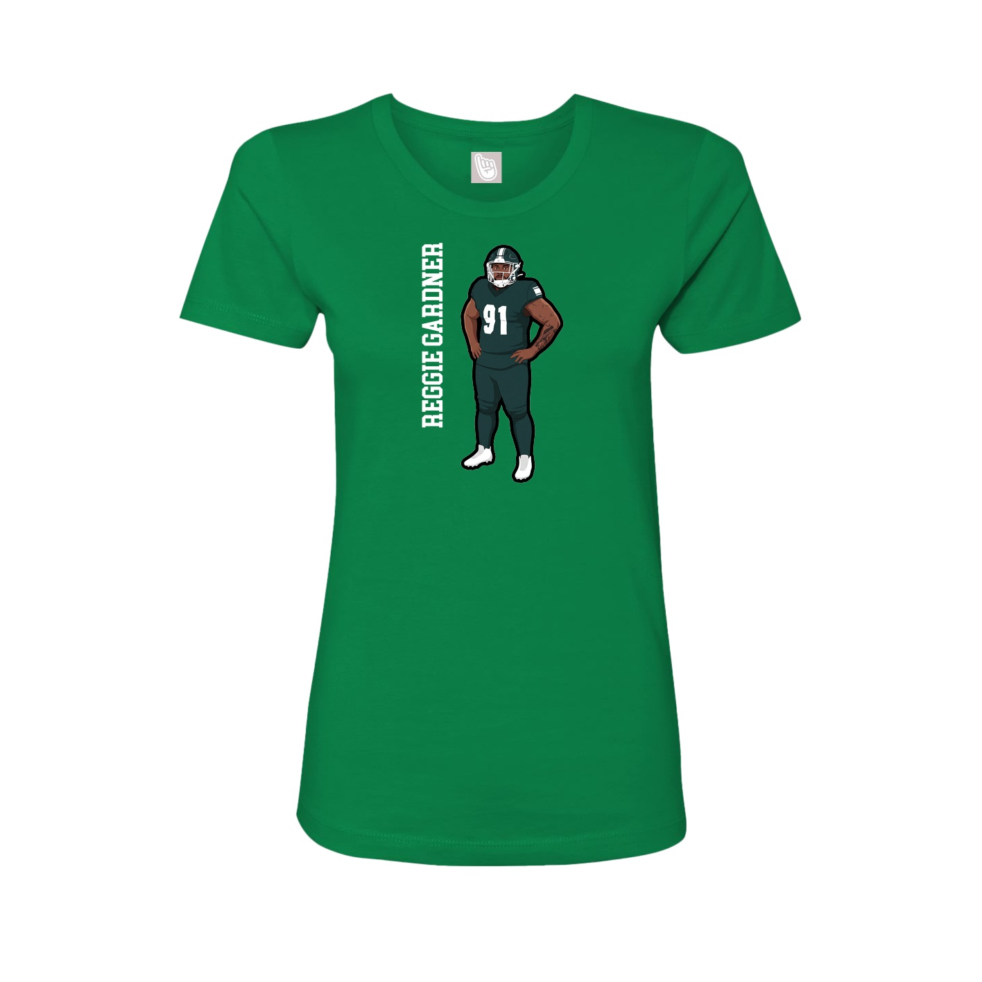 Fitted Women's Tee — Name Vertical in Green