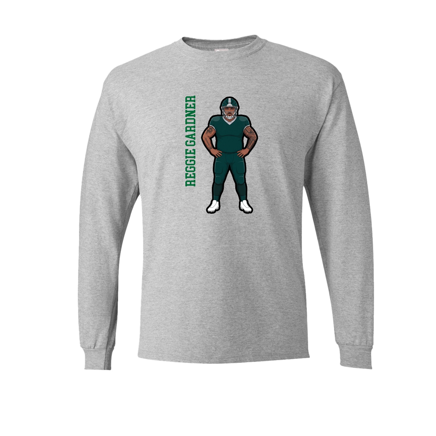 Long Sleeve Tee — Name Vertical in Grey