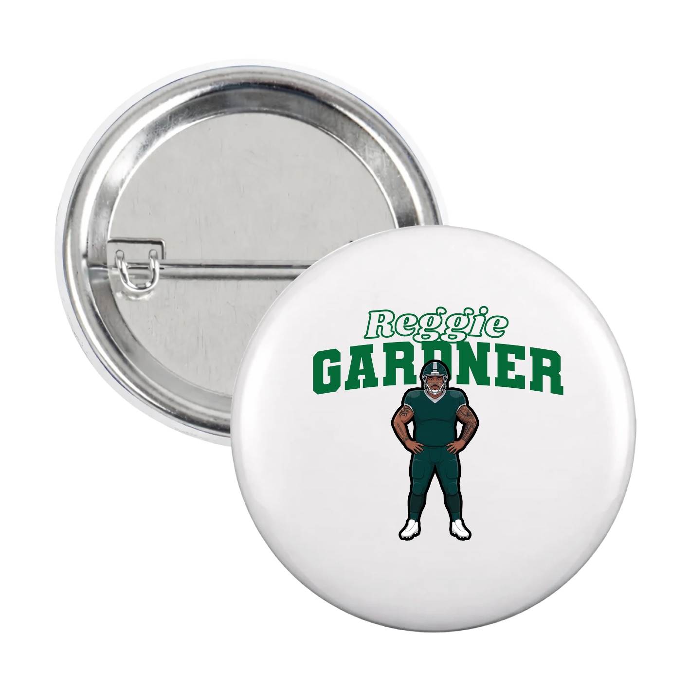 Game Day Button — Name Arch in White