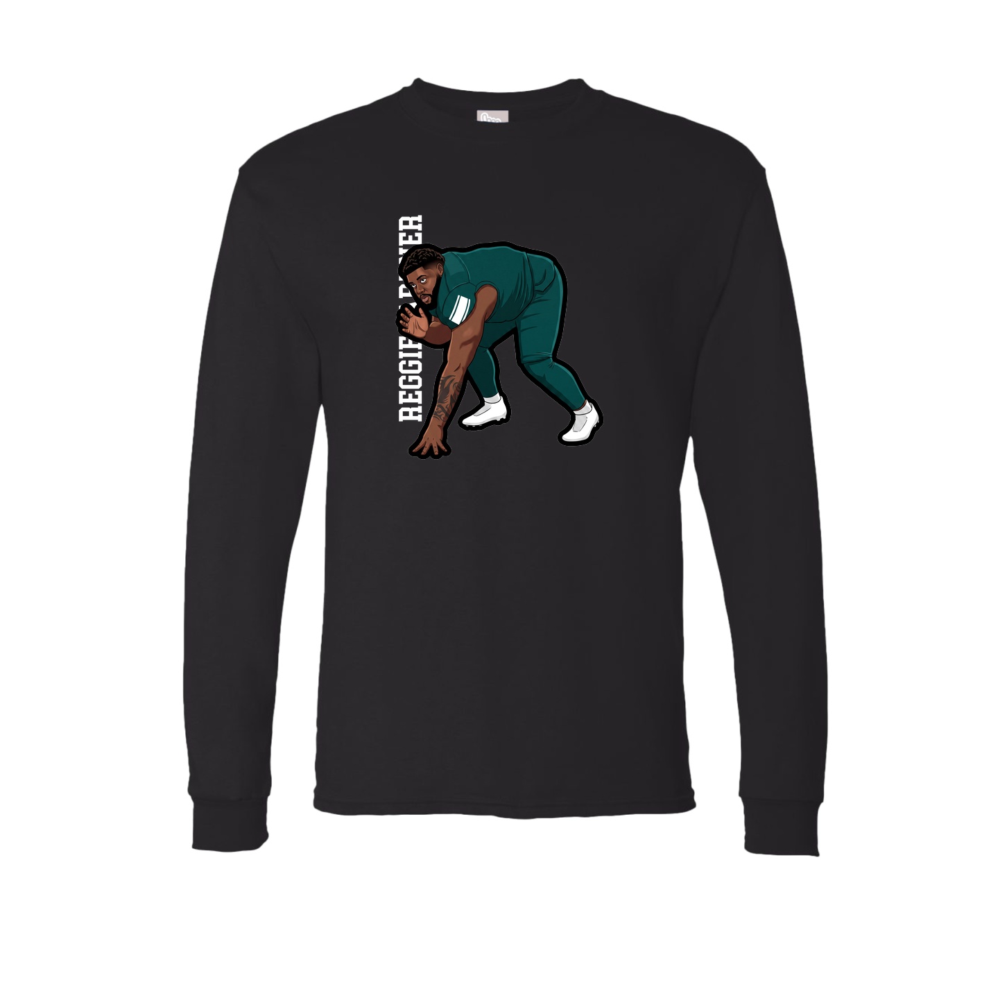 Long Sleeve Tee — Name Vertical in Black