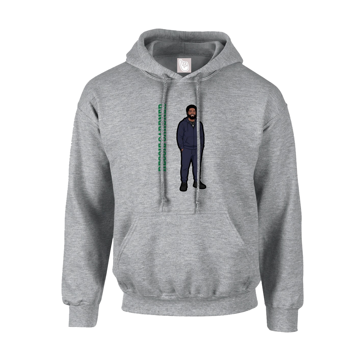 Hoodie — Name Vertical in Grey