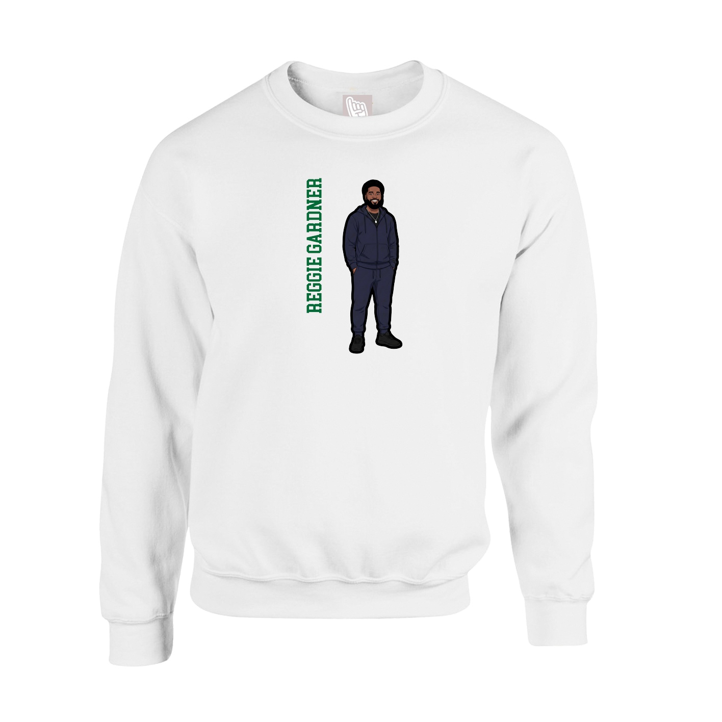 Fleece Crew — Name Vertical in White