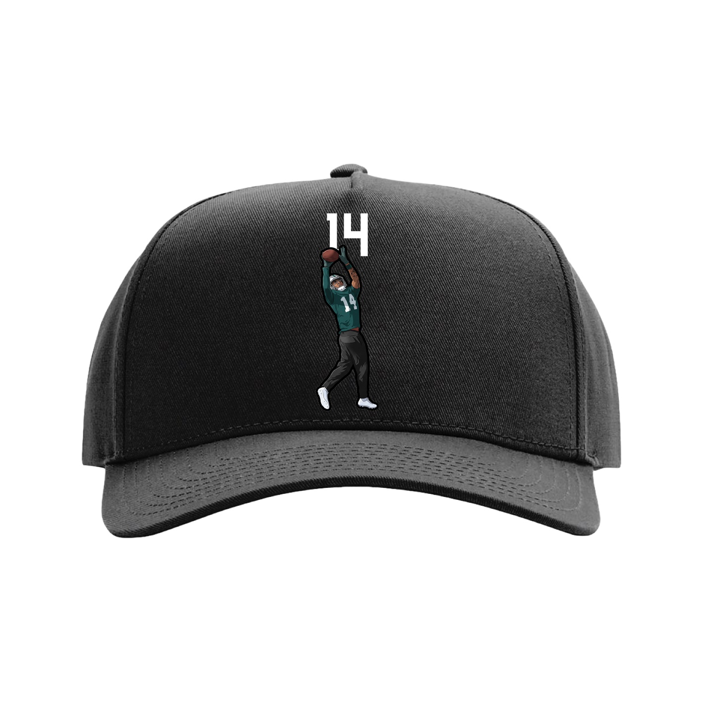 Full Fabric Five-Panel Champ Cap — Number Top in Black