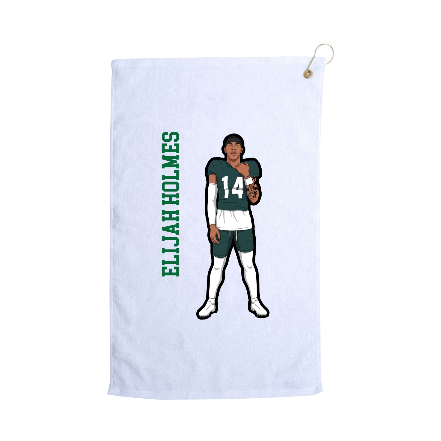 Golf Towel — Name Vertical in White