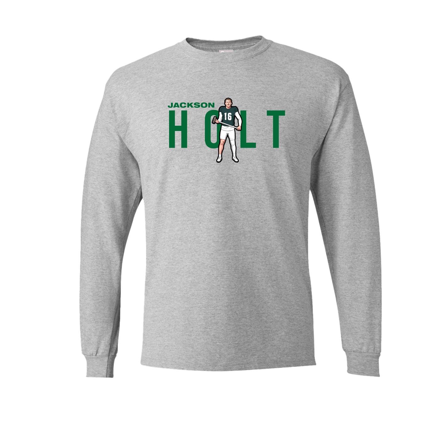 Long Sleeve Tee — Player Name in Grey