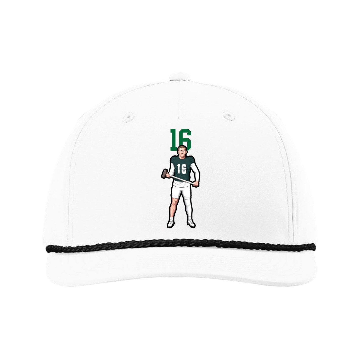 Five-Panel Classic Rope Cap — Number Top in White