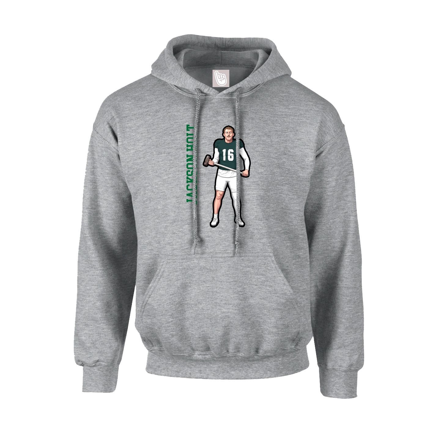 Youth Hoodie — Name Vertical in Grey