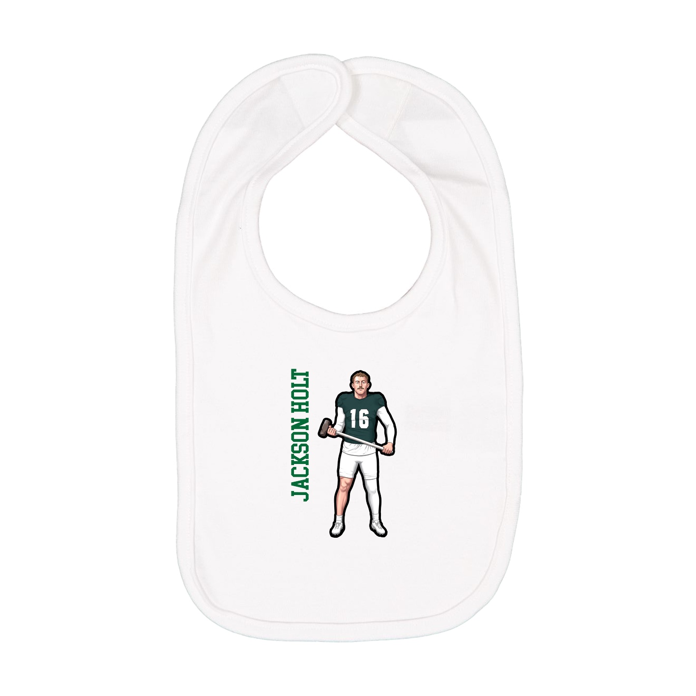 Infant Bib — Name Vertical in White
