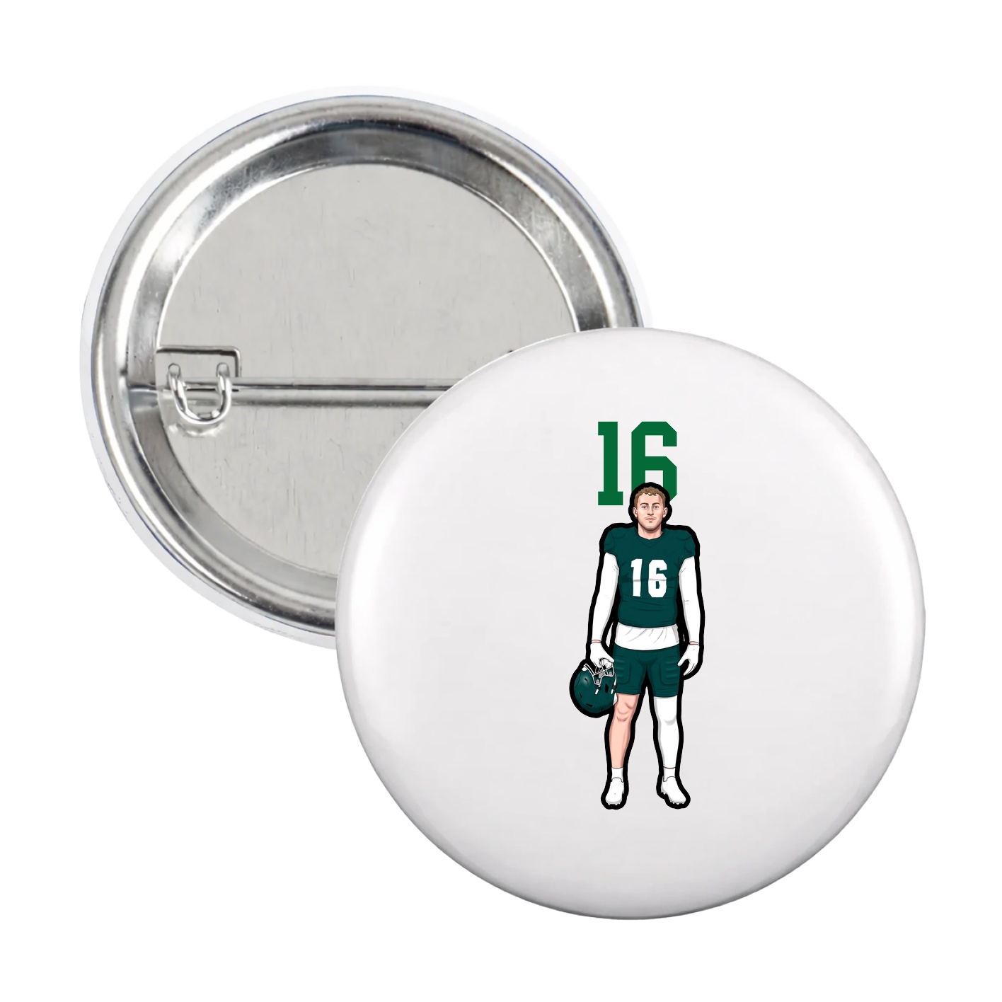 Game Day Button — Number Top in White
