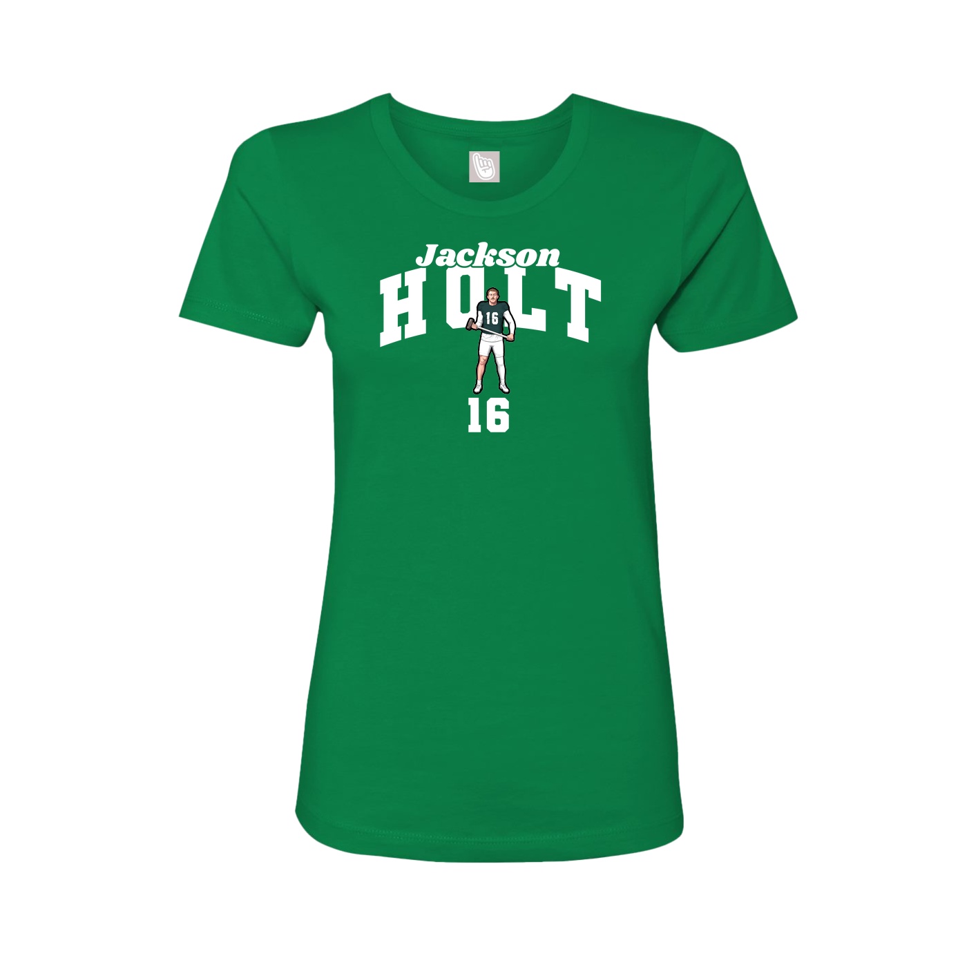 Fitted Women's Tee — Signature Arch in Green