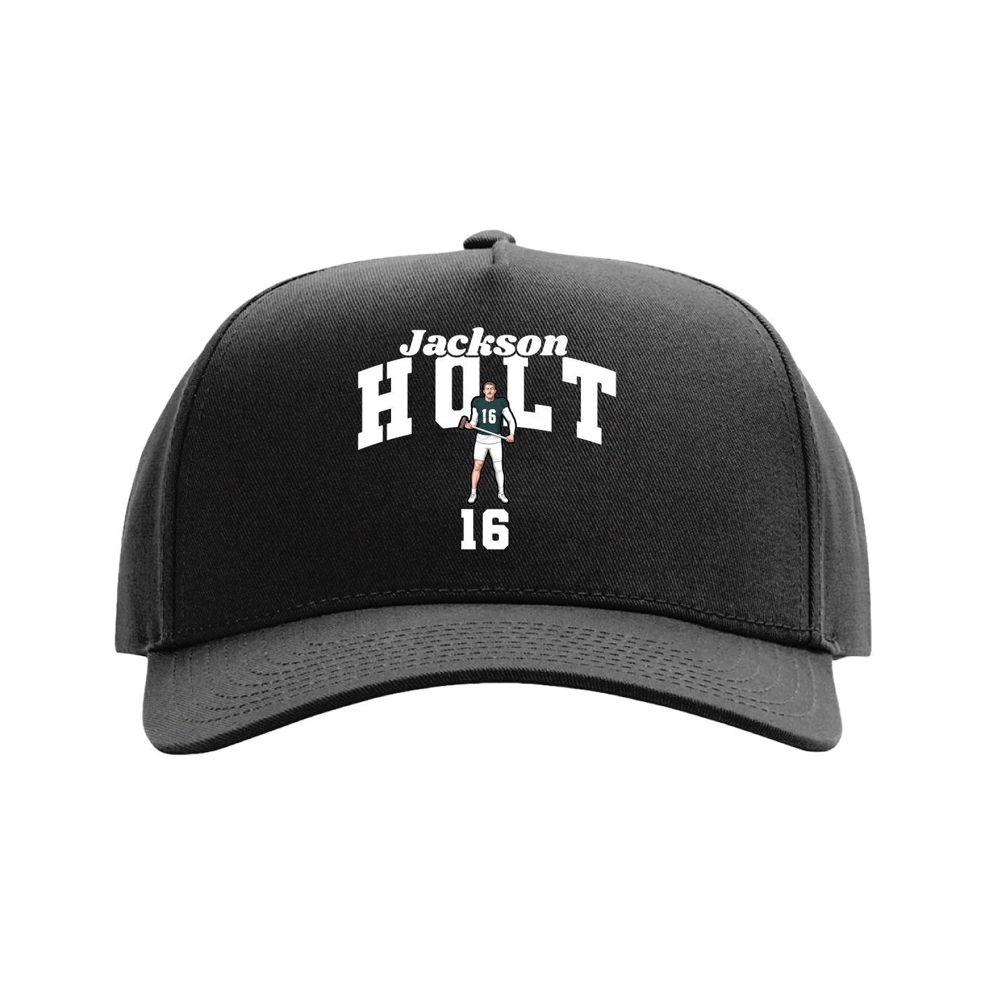 Full Fabric Five-Panel Champ Cap — Signature Arch in Black