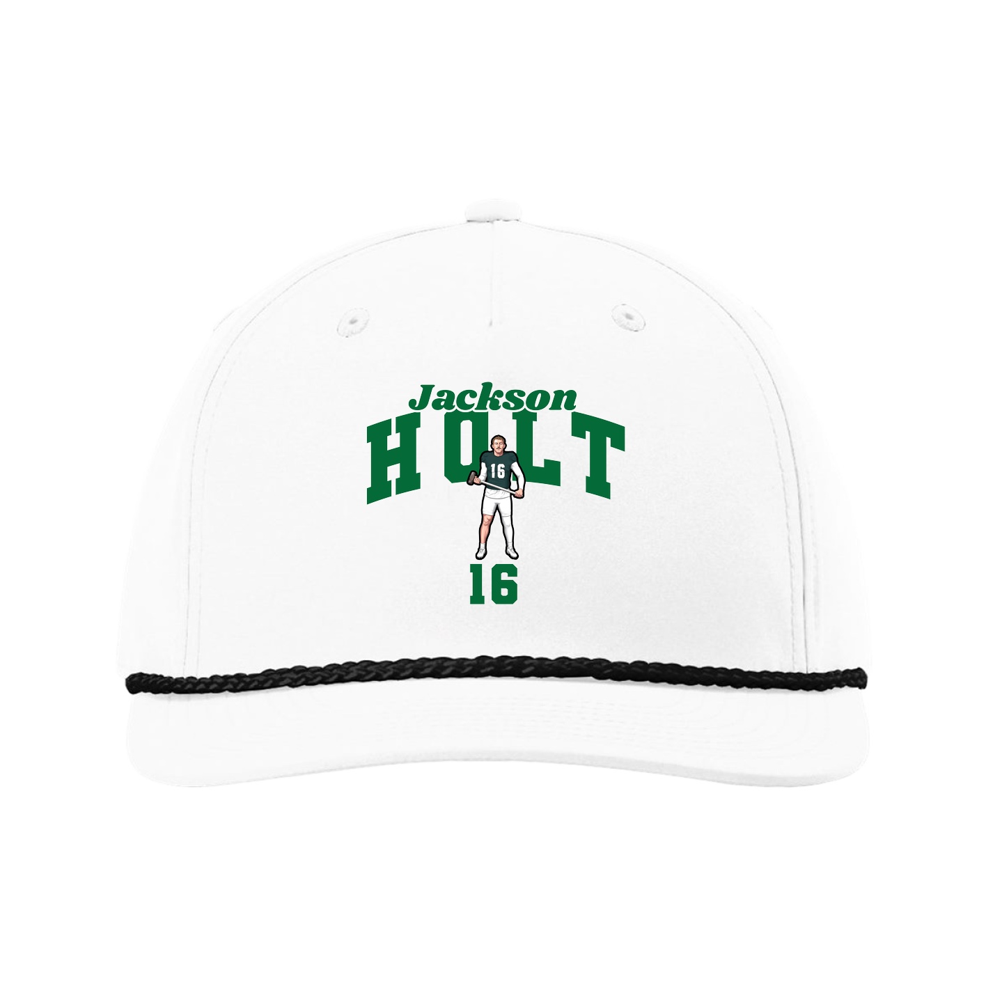 Five-Panel Classic Rope Cap — Signature Arch in White