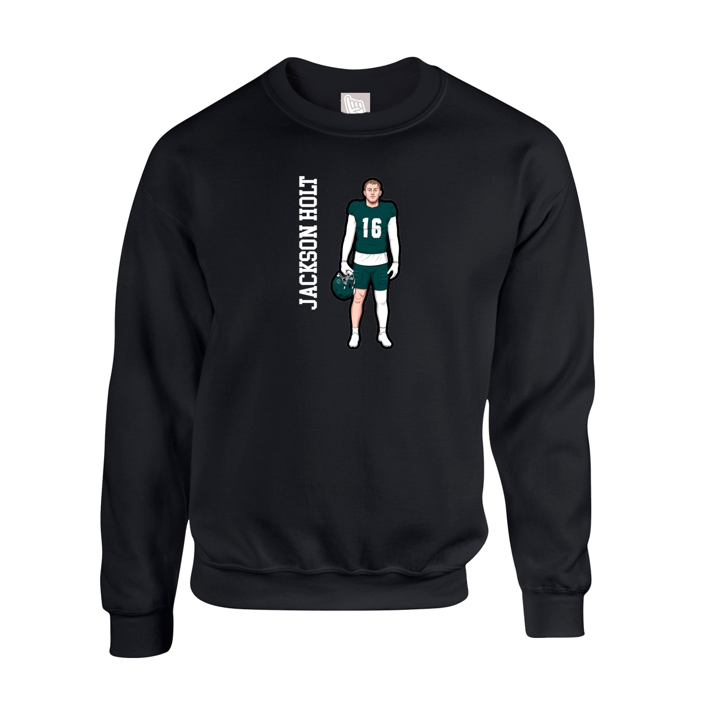 Fleece Crew — Name Vertical in Black