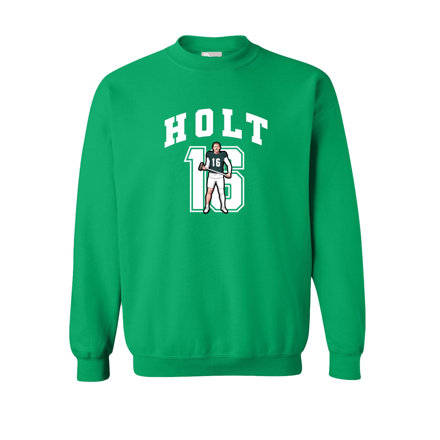 Fleece Crew — Number in Green