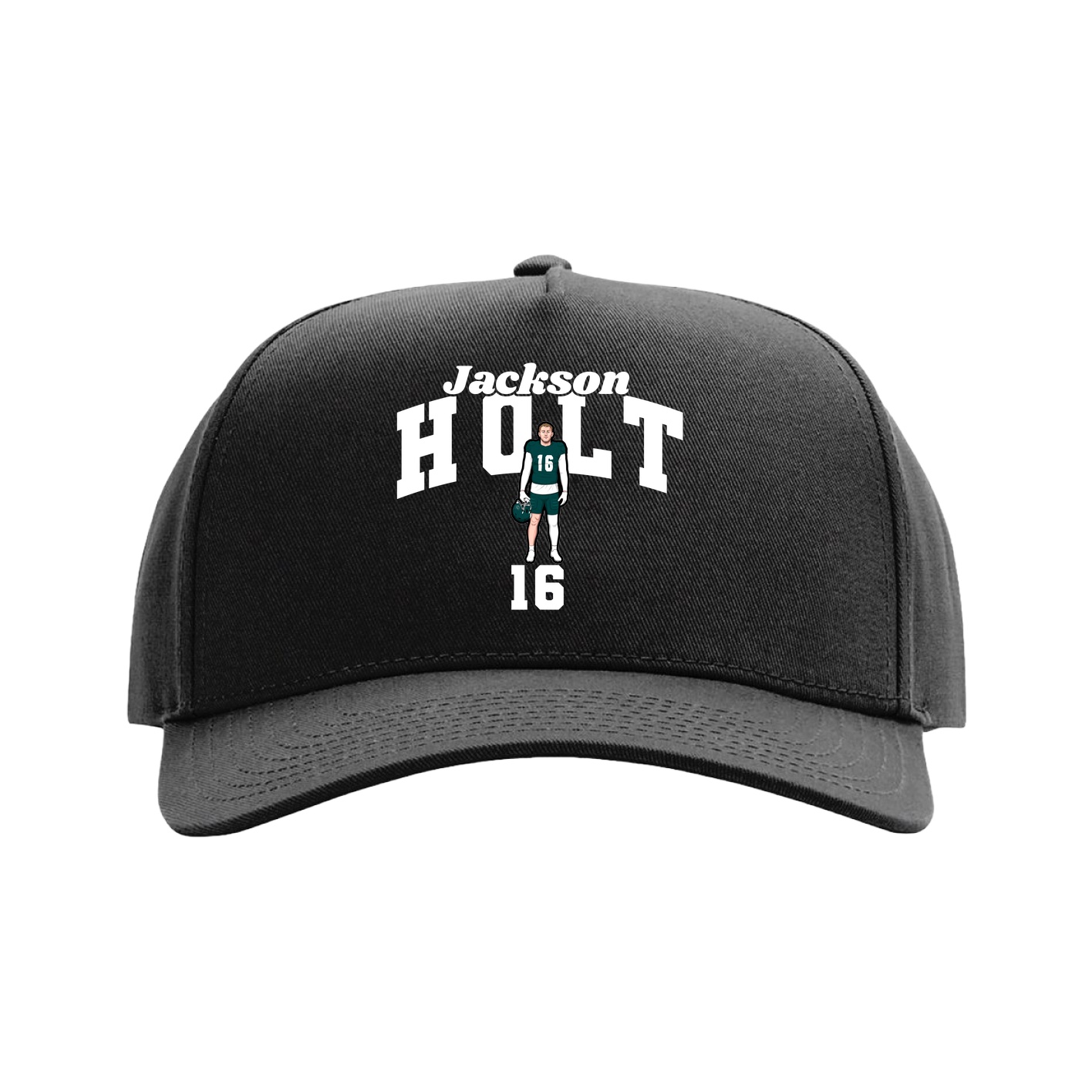 Full Fabric Five-Panel Champ Cap — Signature Arch in Black